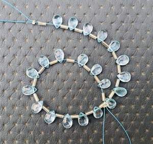 21-Piece Set of High Quality Natural <b>Blue</b> Topaz Faceted Pear Shape Briolette Beads Unique for Jewelry Bracelets & Necklaces - Product Image 2