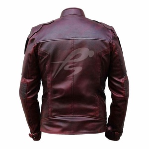 Chaqueta de Cuero Genuino para Hombre, Nueva, Elegante, Color Rojo Marrón Lavado, Corte Ajustado, Estilo Casual y Urbano, Impermeable, Reversible y Ecológica - Product Image 4