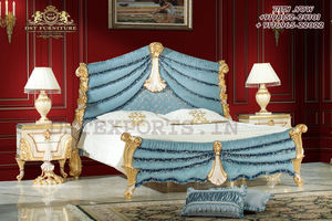 Ensemble de meubles de chambre à coucher en teck massif de style baroque moderne italien, couleur personnalisée, sculpté à la main, fabrication royale - Product Image 3