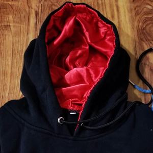 Sudadera con capucha de algodón 100% al por mayor para hombres y mujeres con forro de satén y logotipo personalizado bordado de talla grande térmica para invierno - Product Image 2