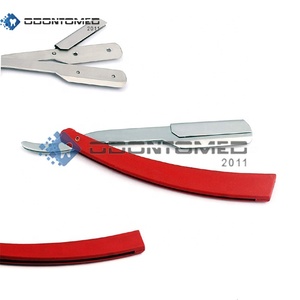 Rasoir de barbier manuel pliable OdontoMed 2011 avec manche et lame en acier inoxydable, rouge, à lame unique, pour hommes - Product Image 3