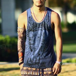 Wholesale <b>Men</b> Fitness <b>Singlet</b> Tank Top Sports Gym Vest Polyester/Cotton Quick Dry Breathable Custom Name - Product Image 4