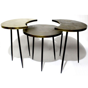 viaf-1014 Modern Iron and Aluminum Nested Side <b>Table</b> Set | Round Top for Living Room Bedroom Balcony Cafe | Wholesale Furniture - Product Image 1