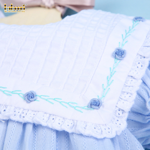 Venta al por mayor personalizado OEM ODM niños A-Line vestido con patrón floral bordado a mano conjuntos largos de verano cuello redondo 100% algodón - Product Image 4