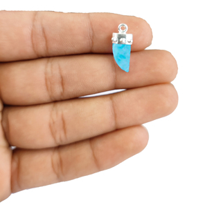 Turquoise Horn Shape Gemstone Pendant for Children Stainless Steel <b>Jewelry</b> with Fancy Bezel Work for Party Occasions - Product Image 1