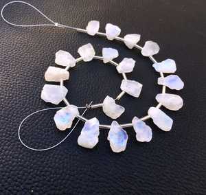 Piedra lunar arcoíris Natural de 1 hebra de alta calidad, azul llamativo, 20 piezas, taladro lateral superior, piedra preciosa áspera sin tratar - Product Image 4