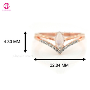 Vermeil <b>Gold</b> Moonstone Engagement <b>Ring</b> for Women Minimalist Zircon Jewelry Collection at Offer Price - Product Image 2