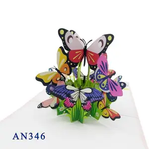 Colorful Butterflies Pop Up Card Animals 3D Laser Cut Wholesale Hot Products Handmade Gift Butterflies Greeting Best Seller