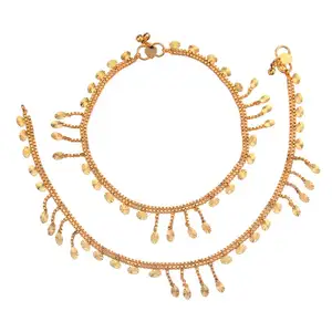Tobillera chapada en oro de 14 K para mujer, 2 piezas, pulsera, pie de pago, joyería de boda