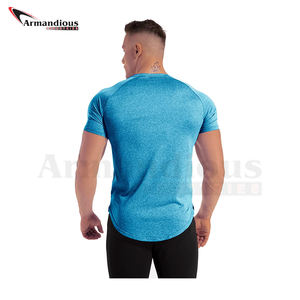 T-shirt à manches courtes coupe ajustée personnalisé pour hommes, col en O en microfibre à séchage rapide avec design de sport imprimé logo haut, couleur unie - Product Image 5