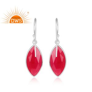Boucles d'oreilles en argent Sterling 925 pour filles, fabricant de bijoux, pierre précieuse rose naturelle, calcédoine, nouveau modèle - Product Image 3