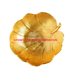 Nouveaux bols de service de fruits ou de noix en forme de fleur de feuille en relief plaqué or Offre Spéciale de coulée d'aluminium Style japonais - Product Image 2