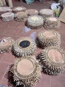 Venta al por mayor rectángulo espejo de mimbre/hecho a mano espejos-de mimbre flor espejo de pared- ([Ws0084587176063] - Product Image 4