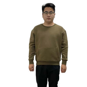 Alta calidad 100% algodón hombres peso pesado francés Terry cuello redondo sudadera canguro bolsillo otoño temporada venta al por mayor - Product Image 3