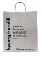 Bolsa de Papel Kraft Reciclado Blanca BLUE SEA PACK, Impresión Flexográfica, Asa Larga, Hecha en Vietnam, la Más Vendida, para Alimentos y Bebidas