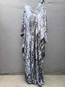 Nouveau prix de gros été cravate teinture gris Long caftan vêtements de plage pour les femmes Sexy cravate teinture plage à la main caftan - Product Image 2