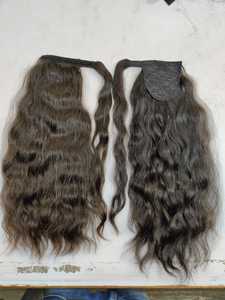 Wholesale 32 Inches Unprocessed Top Grade Indian Temple <b>Hair</b> <b>Ponytail</b> 100% Original Natural Wave Lace Closure Machine Double - Product Image 3