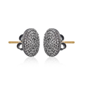 Natural Champagne Diamond Oxidized 925 <b>Silver</b> 12 MM Disc <b>Stud</b> Earrings Fine Jewelry Wholesale, Unisex <b>Studs</b>, Jewelry For Gifts - Product Image 1
