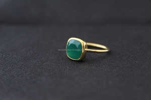 925 sterling silver <b>green</b> onyx gemstone handmade gold vermeil fine <b>ring</b> - Product Image 2