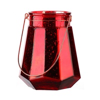 Pot de bougie décorative en verre avec couvercles, pièces, grandes bougies décoratives, verre au mercure doré, cadeaux de noël