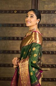 Saree ลินินผ้าไหม Sarees สไตล์ทันสมัยออกแบบใหม่ด้วยลวดลายทอผ้าเงิน Zari ทั่วชายแดน12นิ้วจากอินเดีย