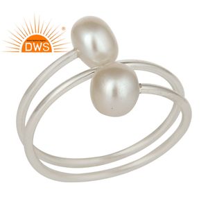Anillo de Plata de Ley 925 con perlas blancas y gemas naturales, joyería de diseño con espiral, venta al por mayor - Product Image 1