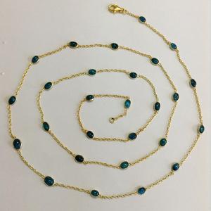Everyday Wear 925 Sterling <b>Silver</b> Gold Plated Apatite 90 cms. <b>Long</b> <b>Chain</b> Necklace - Product Image 5