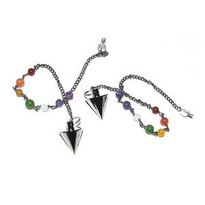 ชี้ลูกตุ้มโลหะทองแดงสีดำพร้อมห่วงโซ่จักระ - Product Image 1