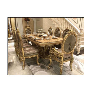 ชุดโต๊ะอาหารไม้สักแท้สไตล์โมเดิร์นเคลือบทองโบราณ ขนาดปรับแต่งได้ ออกแบบตามสั่ง เฟอร์นิเจอร์ห้องอาหาร - Product Image 1