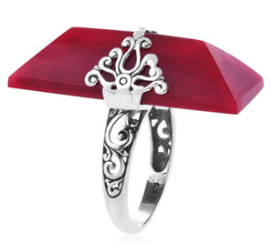 แหวนเงินแท้ 925 ประดับพลอยทับทิมเม็ดใหญ่ทรงวินเทจ ดีไซน์แบบคลัสเตอร์ ตัวเรือนแบบหนามเตย - Product Image 2