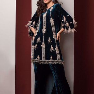 NEW--ELEGANT-STYLISH---VELVET--KURTA, elegante, para WITH-BEAUTIFUL---ZARI de fiesta, boda, 2021 - Product Image 1