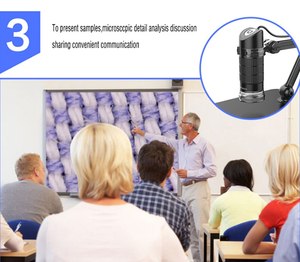 Microscope électronique numérique USB HD 1000x, avec Zoom éclairé et support rotatif à 360 degrés