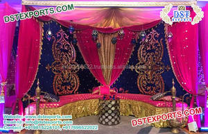 Asian Sangeet <b>Stage</b> Paisley Decoration USA Wedding Mehndi <b>Stage</b> <b>Props</b> Decor Stylish Wedding Mehndi Sangeet <b>Stage</b> Set - Product Image 5