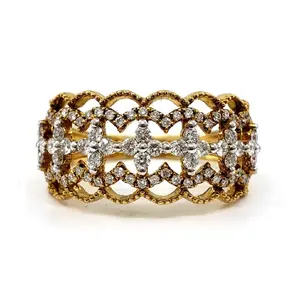 Büyüleyici moda özelleştirilebilir klasik güzel mücevher 18k beyaz altın düğün band doğal elmas yüzük takı kadın bantları