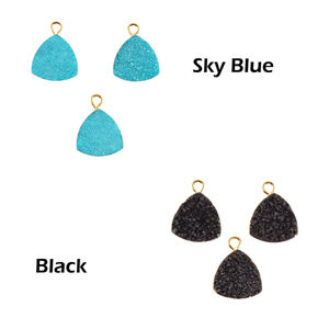 12mm trillion sucre noir druzy simple caution connecteurs or galvanoplastie connecteur breloques faisant bricolage pendentif collier bijoux - Product Image 5