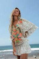 Robe brodée à paillettes style Boho Glam, haut élastique à taille à volants, manches, Kaftan, Sexy, tunique brodée pour femmes, nouvelle collection