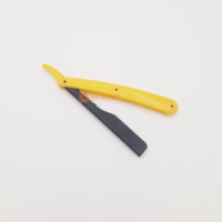 Rasoir de barbier professionnel jetable avec logo personnalisé, manche en plastique jaune et acier inoxydable, testé à la main, sécurité garantie, lame simple pliable