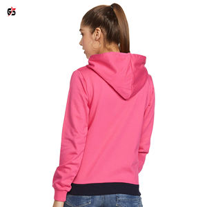Vente en gros de sweat à capuche pour femme avec fermeture éclair, 100% coton polaire, logo personnalisé, impression brodée, manches complètes - Product Image 4