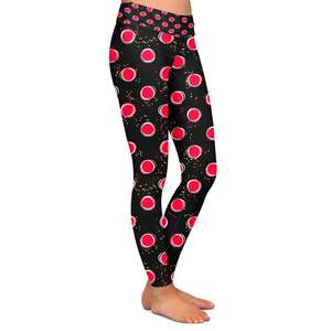 Leggings personalizados inspirados en Minnie con lunares dibujados a mano en negro - Leggings capri o de longitud completa - Product Image 3