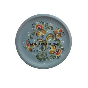 Assiette de service en métal, vaisselle de cuisine d'hôtel, décoration de table, plat de service pour aliments, plateau de service pour desserts, plateau en métal, fleur - Product Image 1