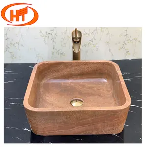 Vietnam Wooden Yellow Oval Rectangle Square Round Natural Stone Sink Basin Wash Sink Bathroom Sink