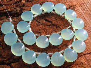 Aqua Blue Chalcedony Smooth <b>Heart</b> <b>Shape</b> Teardrop Handmade Loose Stone Earring Pair For Jewelry Making 14X14MM - Product Image 3