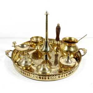 Diseño antiguo Latón Pooja Thali Calidad premium de la India El mejor precio para sala de estar o tienda de regalos - Product Image 4