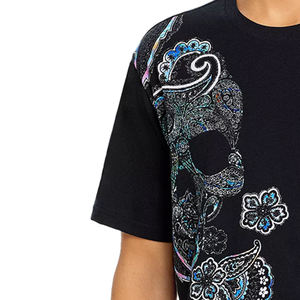 Camiseta negra bordada informal para niños y hombres, diseño personalizado, cuello redondo, estilo libre, a petición del cliente - Product Image 4