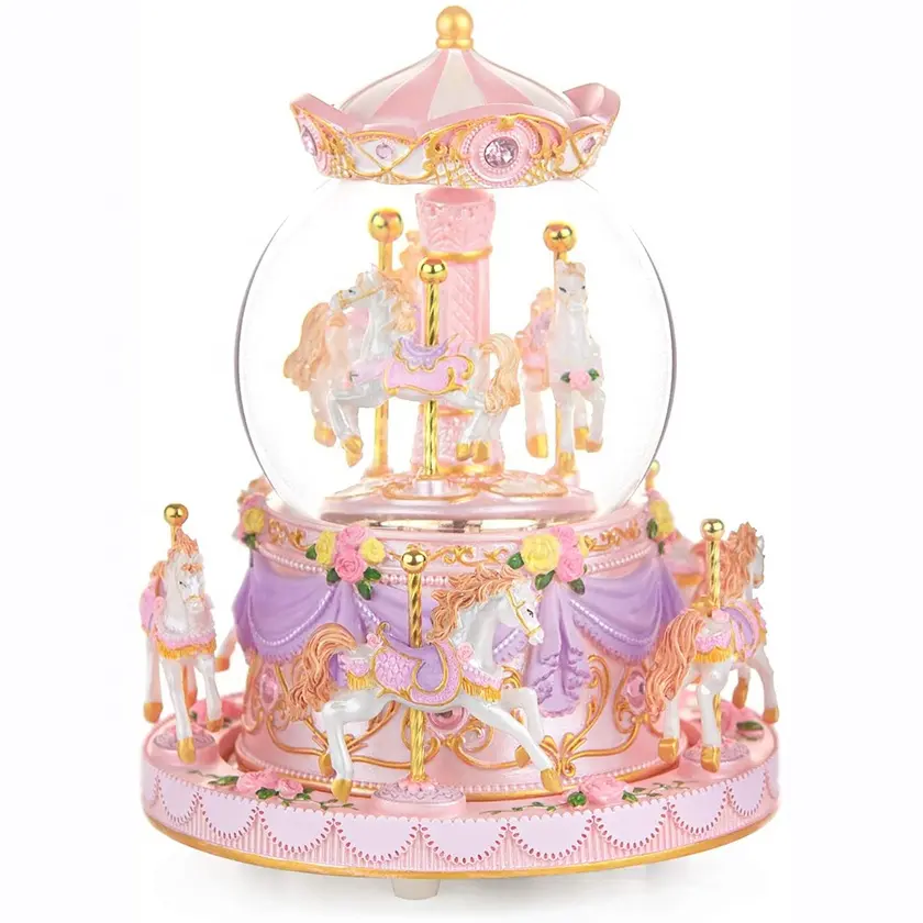 Custom Wholesale Carousel Horse Snow Globe Gift - Rotating Music Box for Snowglobes Castle in The Sky