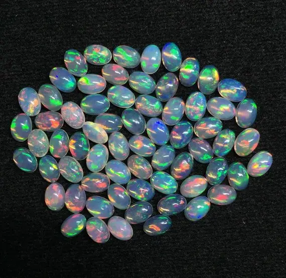 6x8mm natürlicher äthiopischer Opal Edelstein glatt oval lose kalibriert Cabochon Halbe del stein Großhandels preis lose Alibaba