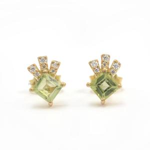 Mini aretes de Plata de Ley 925 con piedra preciosa de circonita cúbica vermeil dorada para boda o aniversario - Product Image 1