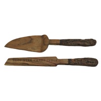 Lot de 2 couteaux décoratifs pour desserts, faits à la main, avec manche en écorce d'acacia, écologiques, et moules en silicone pour résine époxy – Vente en gros