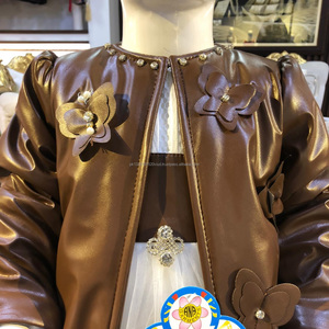 Manteau de luxe en cuir avec redingote, vêtement de fête spécial, robe pour enfants, nouvelle collection - Product Image 3