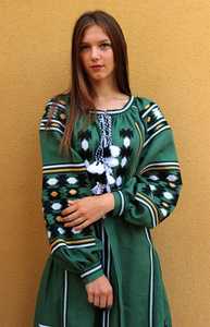 มาใหม่ยูเครนชุดแฟชั่นดีไซเนอร์ชุดยาวสีชมพูฐานเย็บปักถักร้อยผ้าฝ้ายยูเครนเย็บปักถักร้อยเป็นความสะดวกสบายในการสวมใส่ - Product Image 2